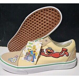 New Vans X Sesame Street Old Skool Natural Sneakers ELMO SHOES Men's 5.5 Wmn's 7